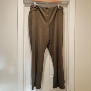 Cato Olive Green Wide Leg Flare Slit Trouser Pants Size 22 Plus Size Workwear